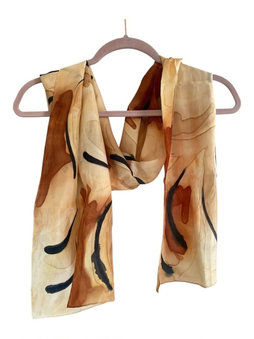 BARB MARLA Hand Painted Original Design Watercolor Abstract Silk Scarf